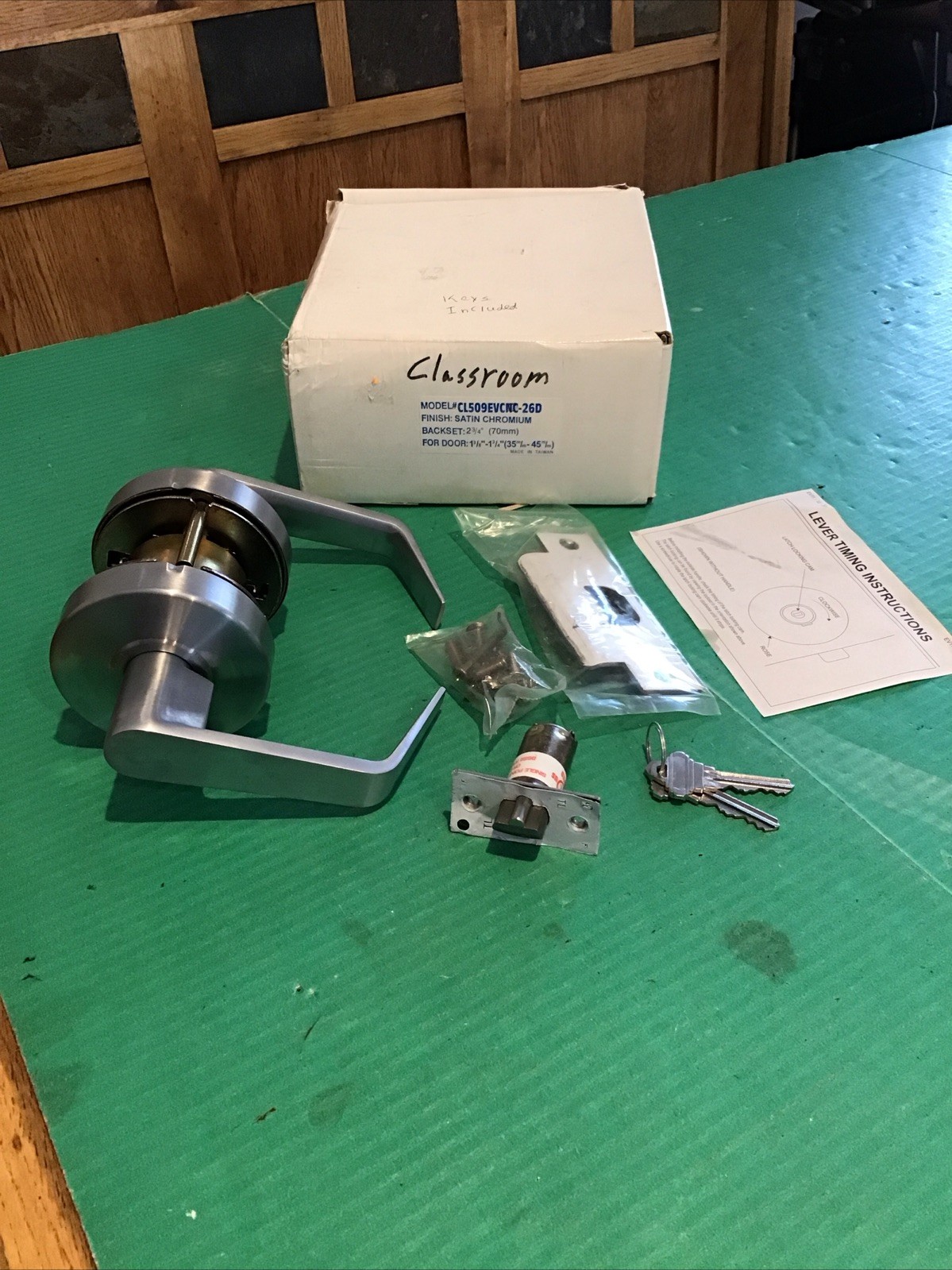 Deltana Commercial Classroom Door Lock Set Satin Clarendon Lever CL509EVCNC-26D
