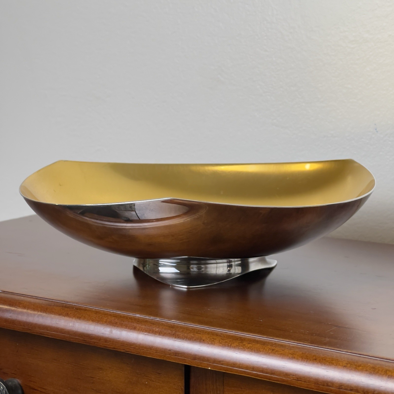 Carl Christiansen Denmark Silverplate Goldtone Footed Bowl Danish Modern MCM