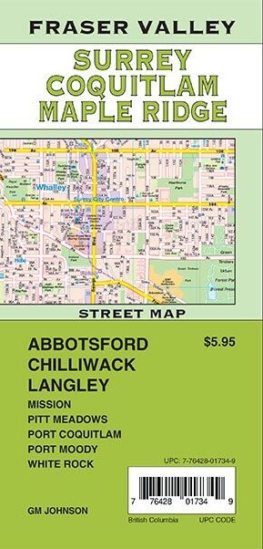 Street Map of Fraser Valley, Surrey, Coquitlam, Maple Ridge, BC Canada, by GMJ