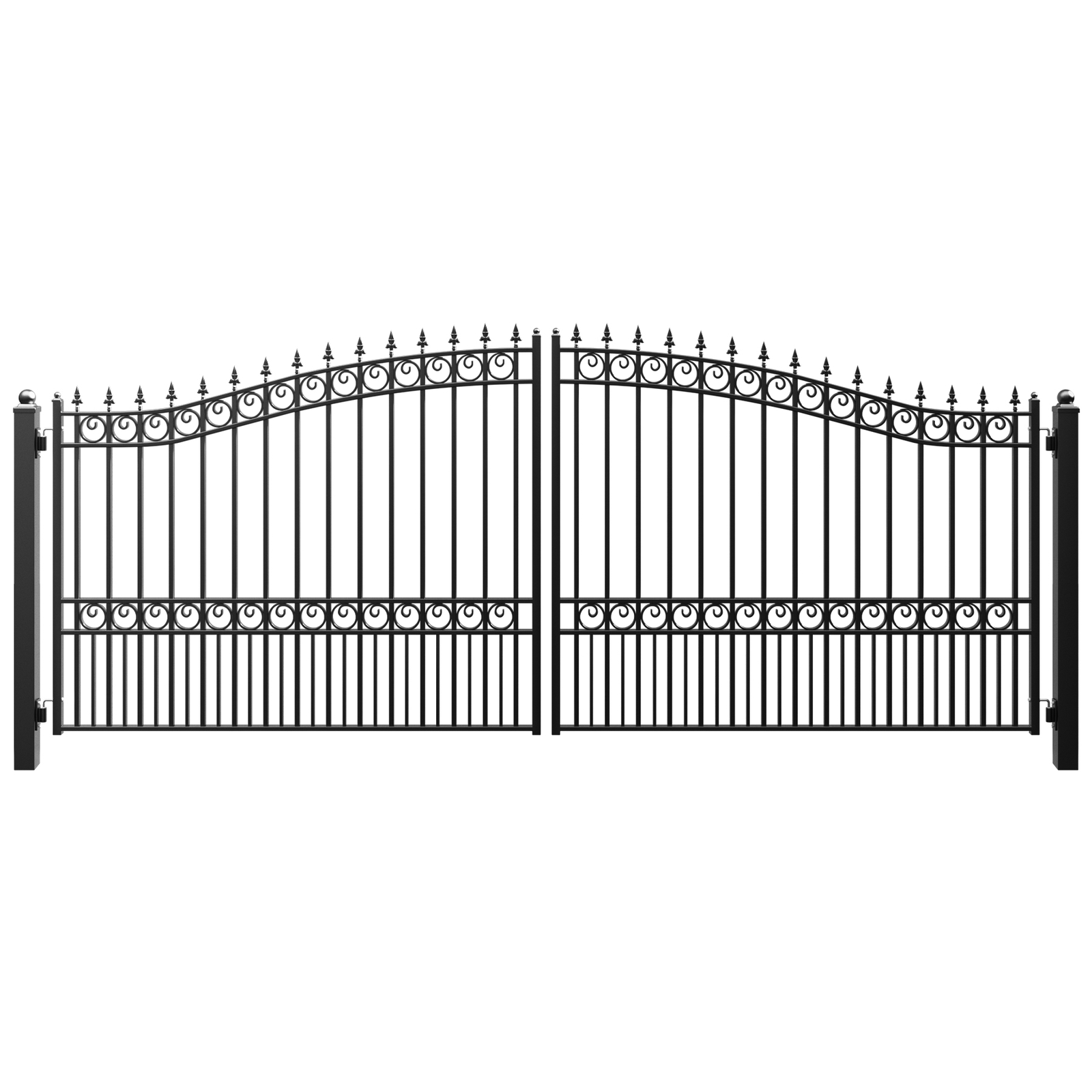 ZUMI 16x6 feet Dual Swing Gates for Driveway Weatherproof Steel Security Gates