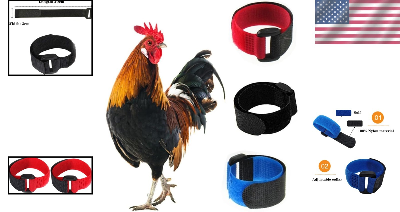 Safe & Adjustable No Crow Rooster Collars – 3 Pack for Chickens & Ducks