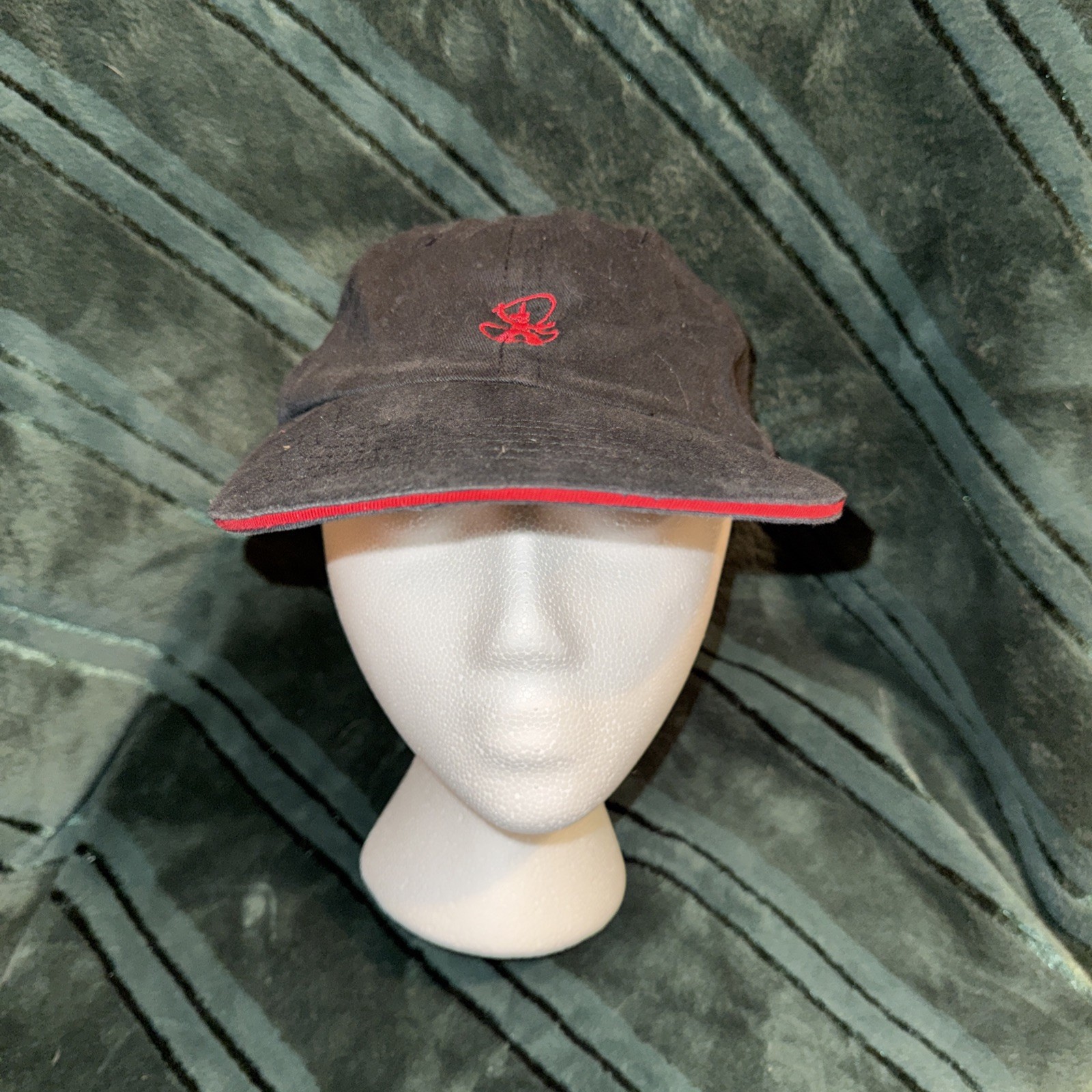 Texas Pete’s Hot Sauce Logo Red on Black Hat Cap Hook Loop Carolina Custom EUC