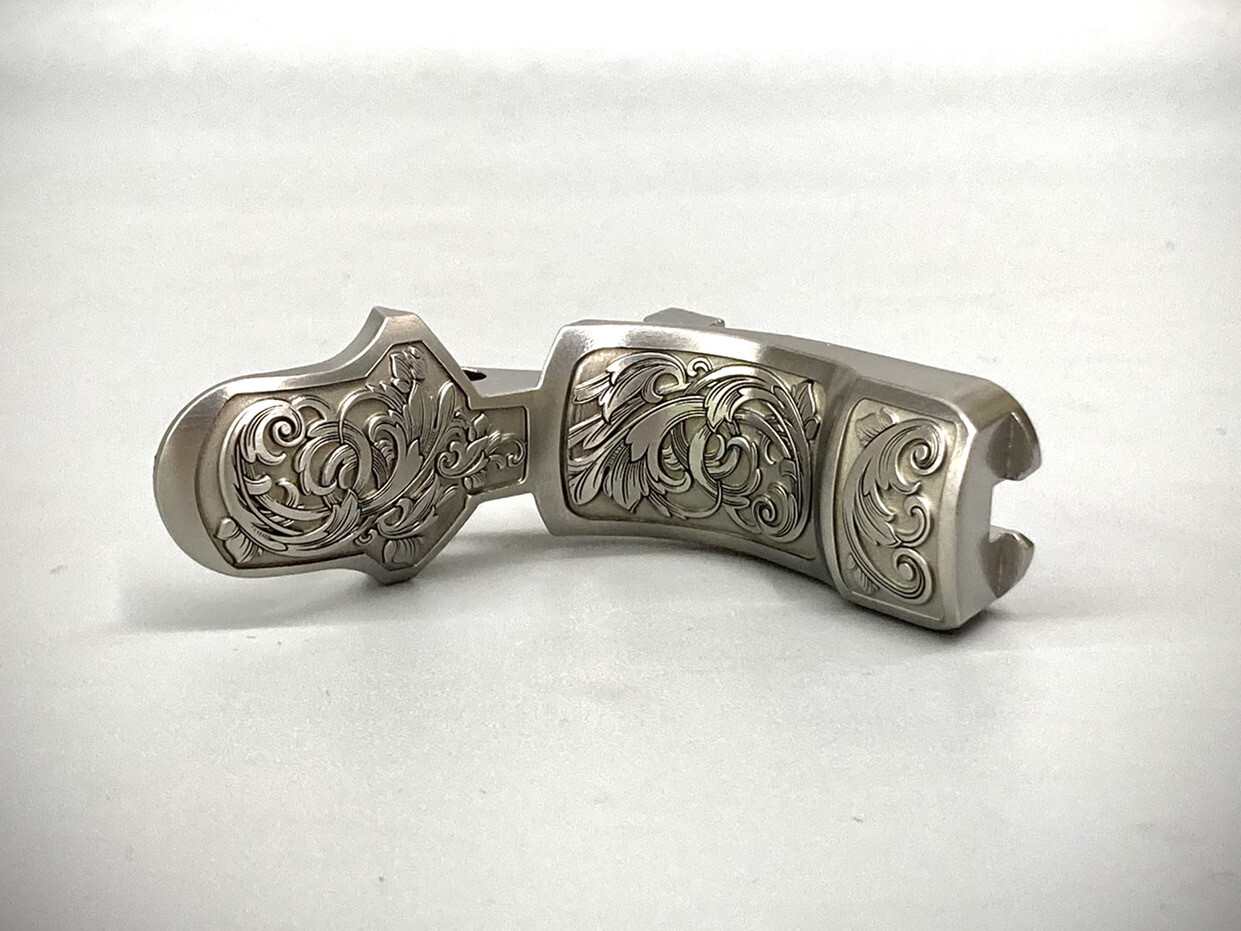 1911 grip safety Engraved stainless extended beaver tail, .250 radius - 1911 gs
