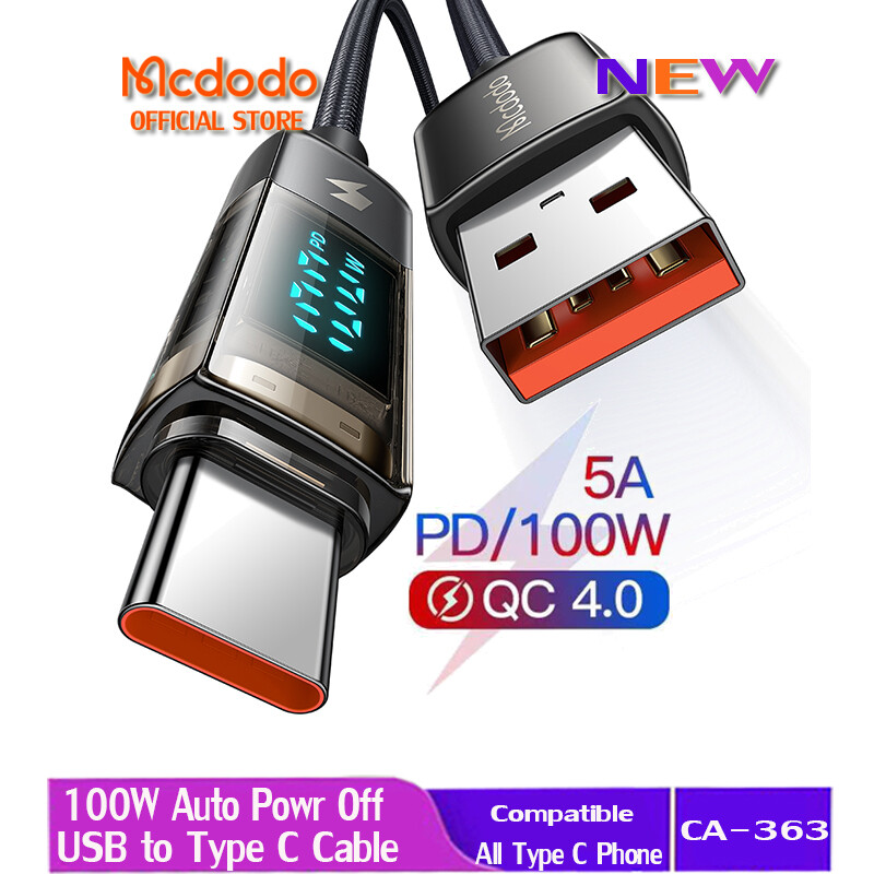 Mcdodo USB To Type C 100W Auto Power Off Data Cable Fast Charger For Samsung
