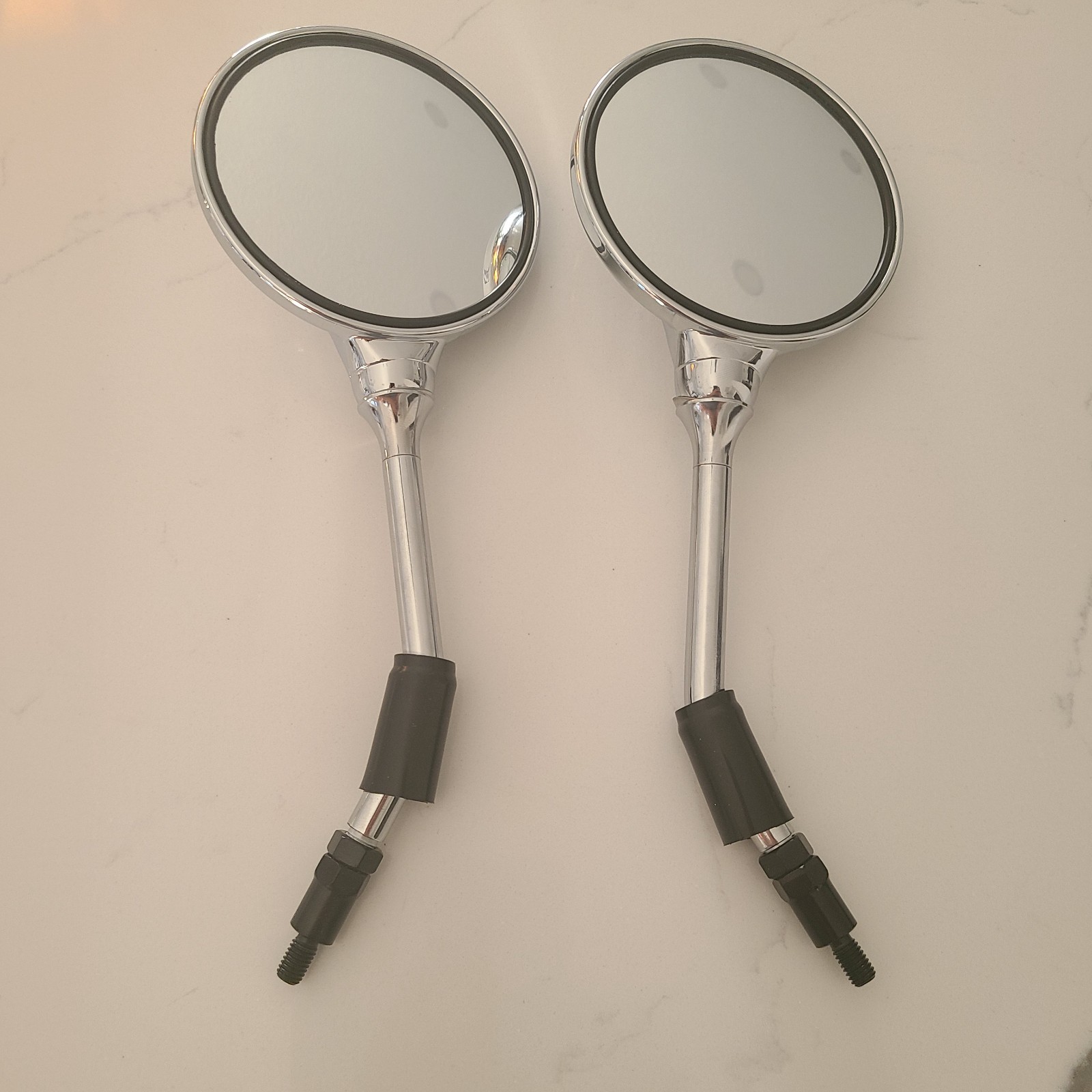Pair Chrome Round Rear View Side Mirrors For Mobility Scooters
