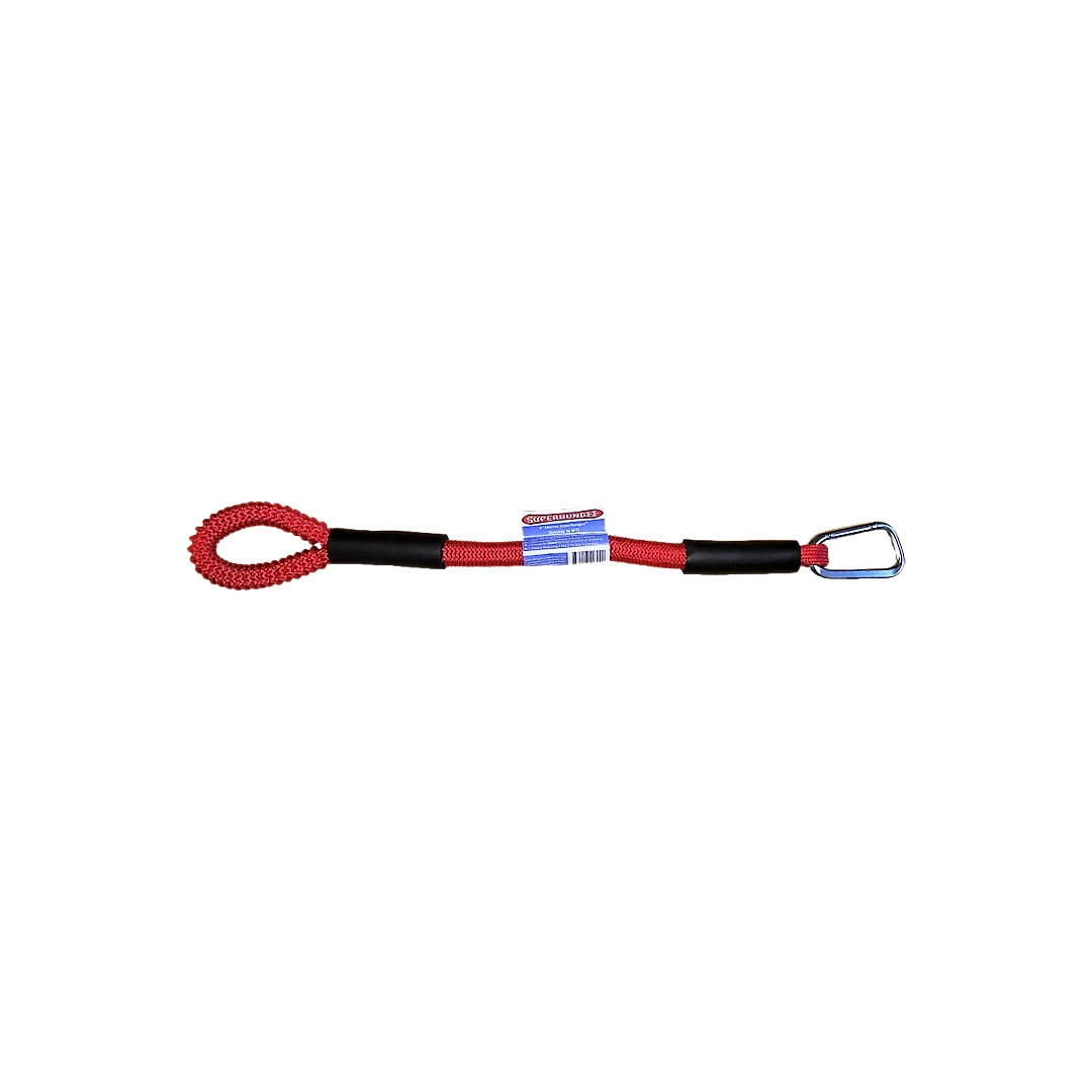 SuperBungee Red 8 in. Marine Cord with 1 Stainless Steel Carabiner Hook, 1 Loope