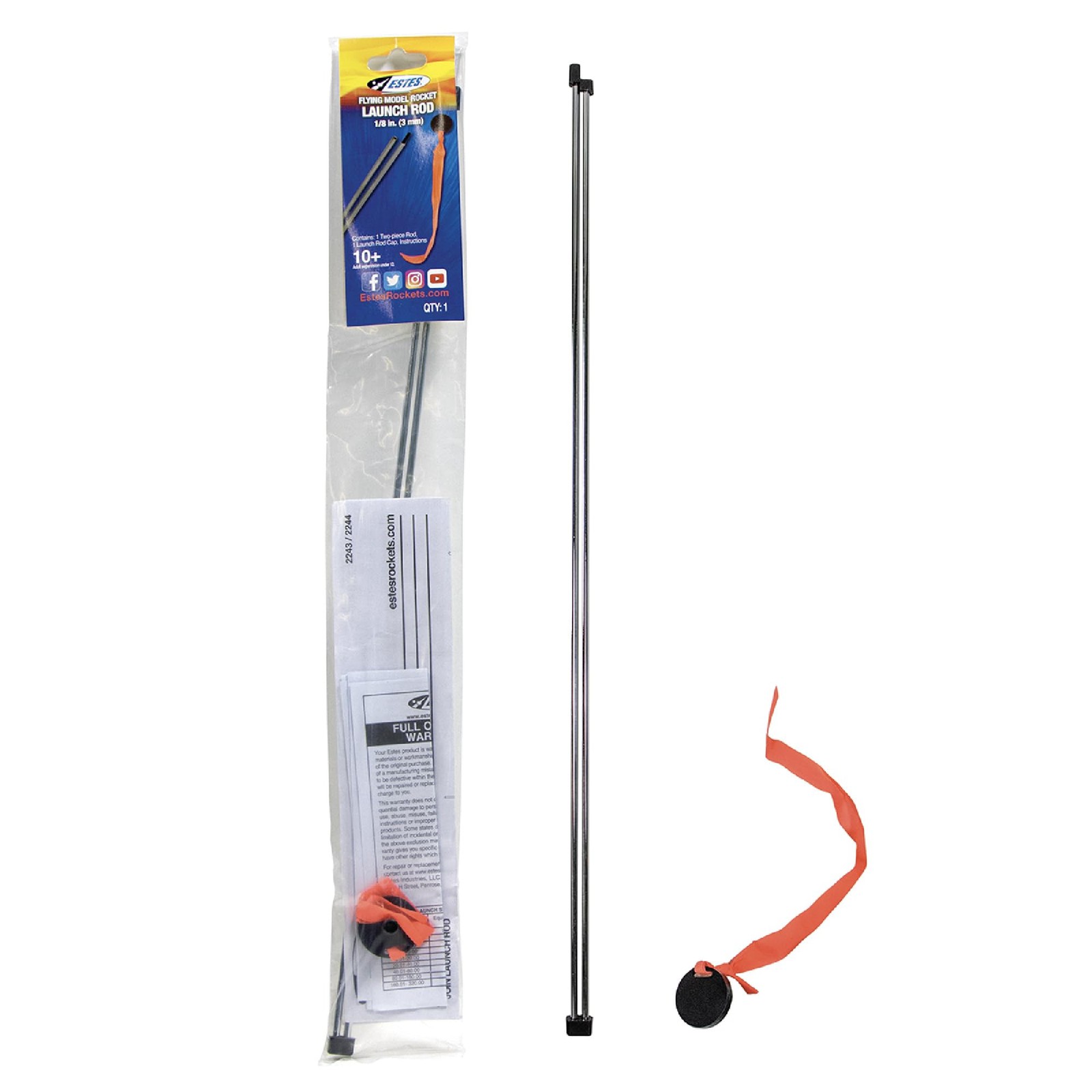 Estes 2243 1/8-Inch Two-Piece Launch Rod, Flying-Rocket-Model Launch Pad