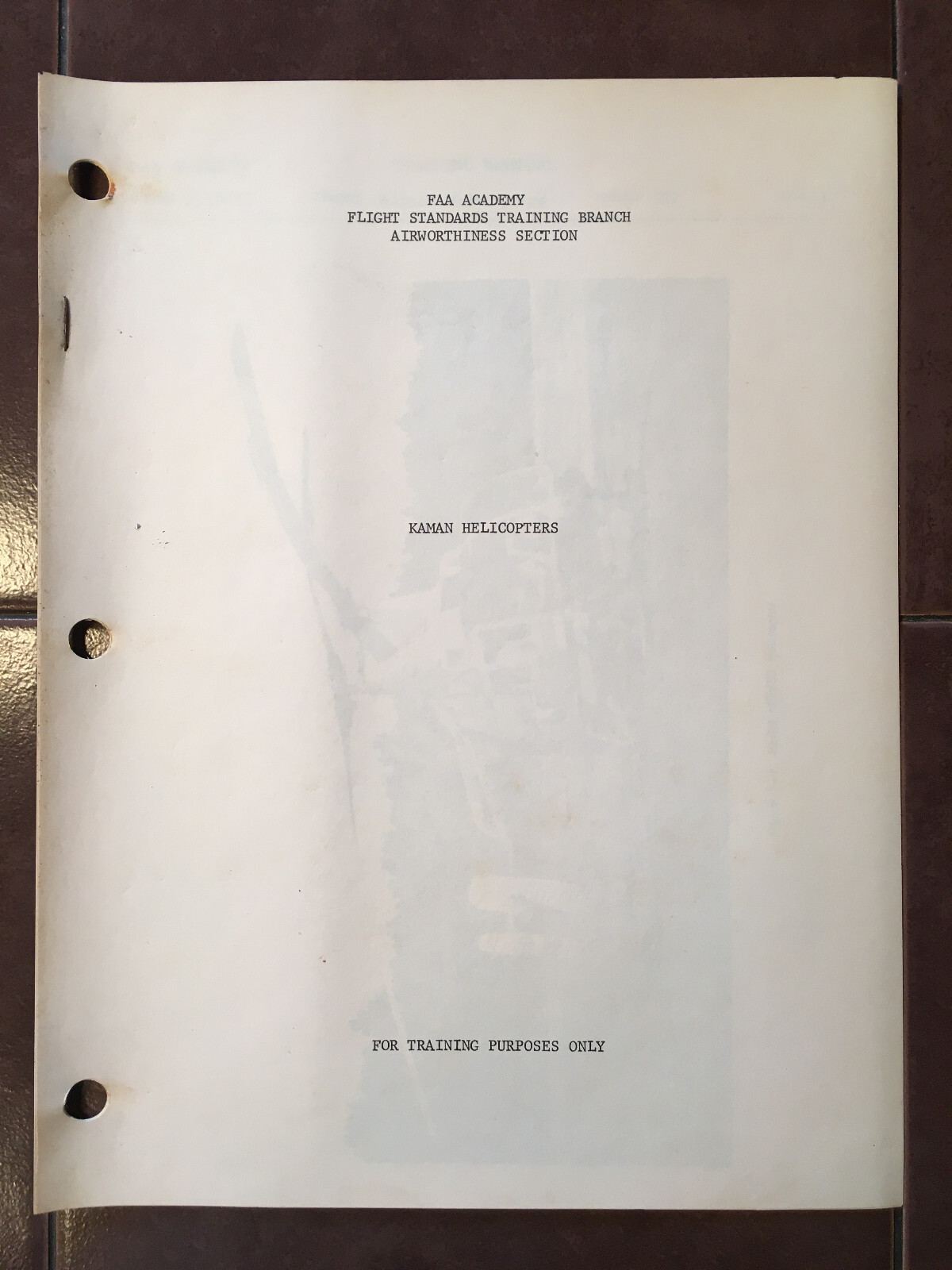 Kayman HH-43B  Training Familiarization Booklet by FAA