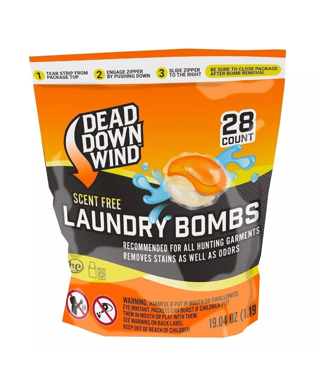Dead Down Wind Scent Free Laundry Bombs Packs Removes Stains and Odors 28 Ct Bag