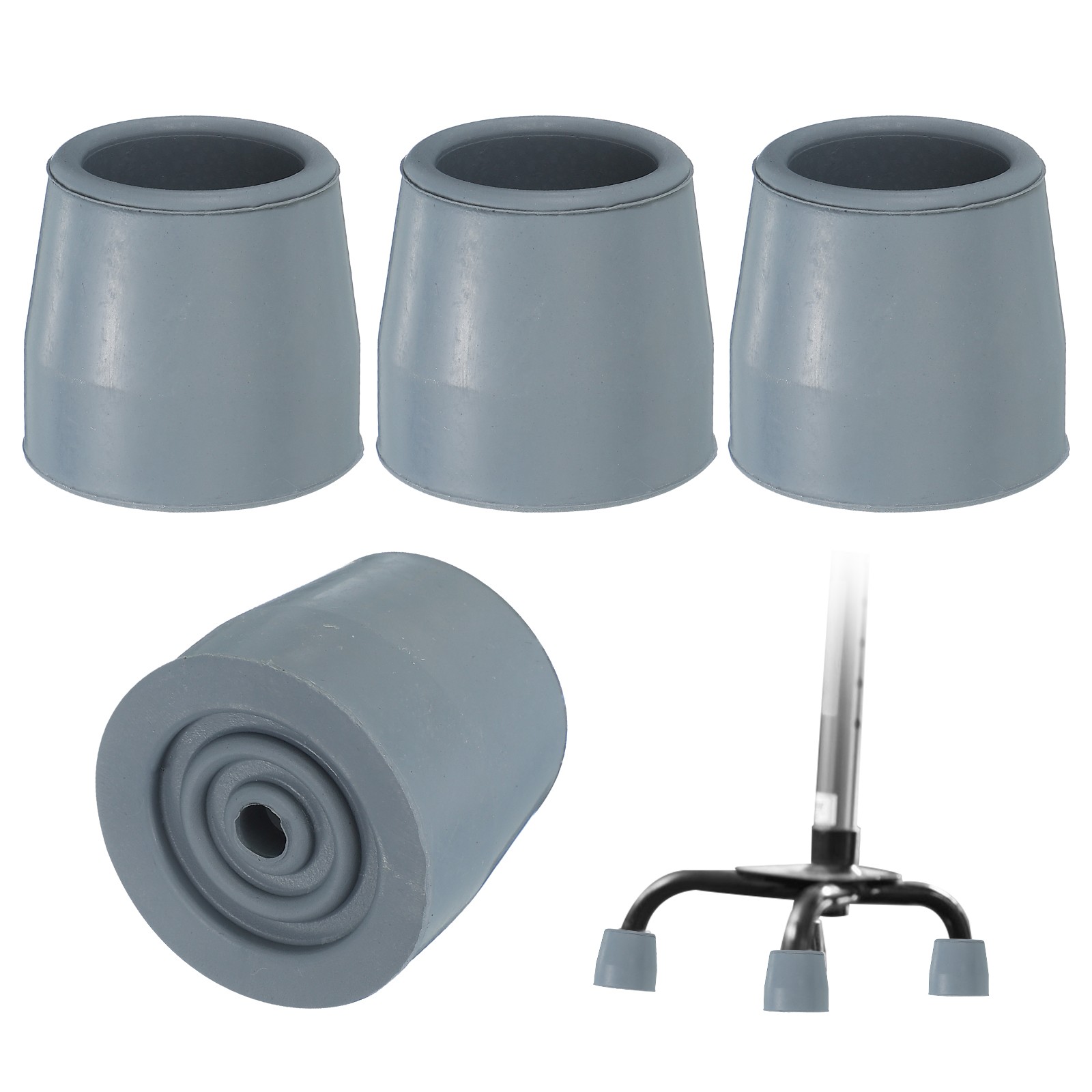 Quad Cane Tips 1-1/8 Inch, 4 Pcs Walking Cane Accessories, Gray(Style 1)