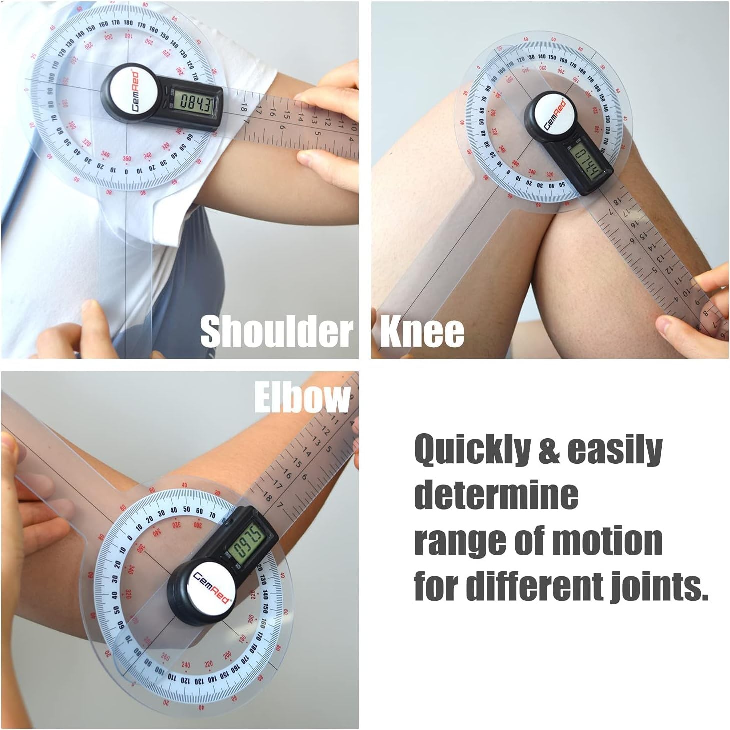 12 Inch Digital Goniometer 360 Degree Physical Therapy Plastic Protractor ROM