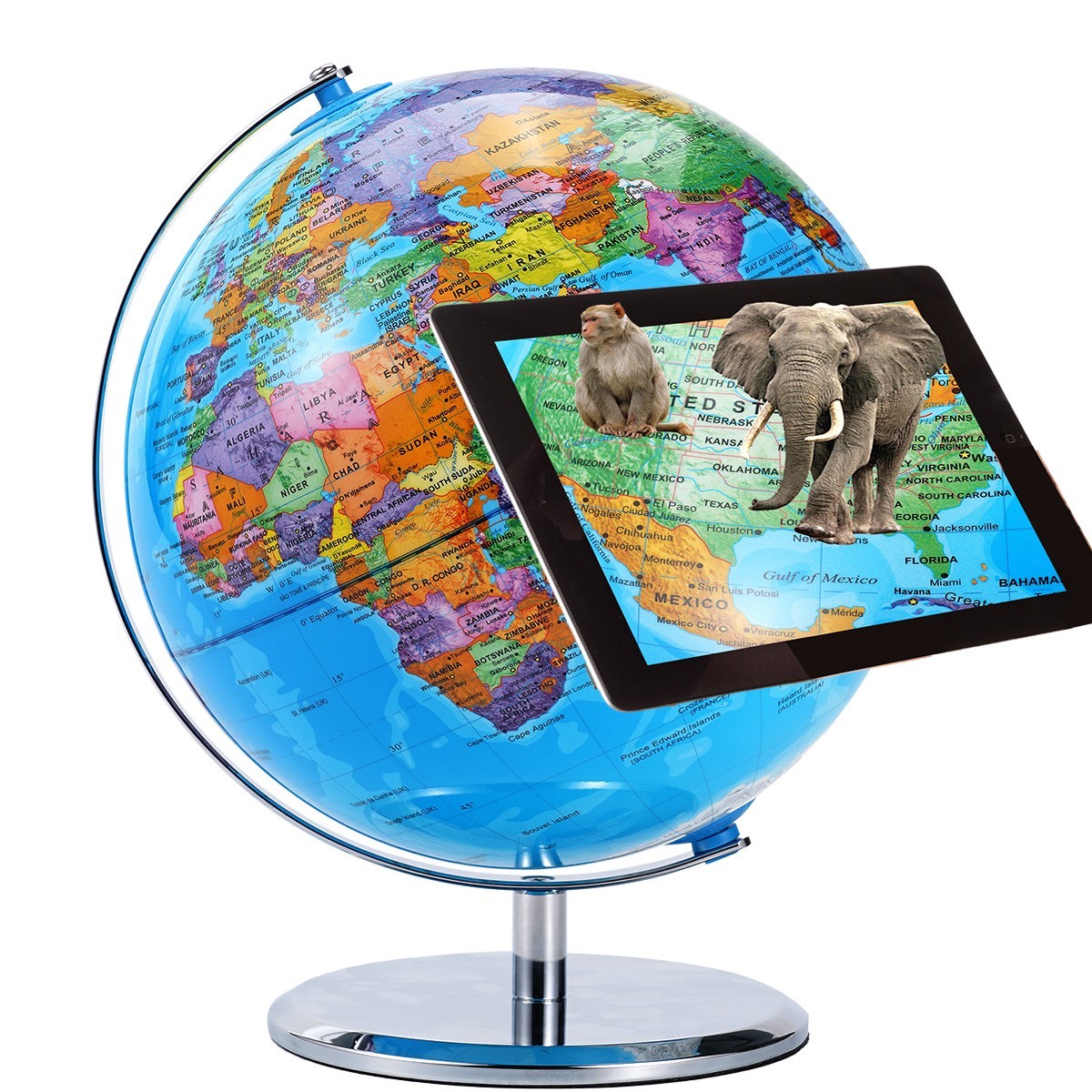 WORLD GLOBE EARTH Map Rotating Geography Ocean Classroom Learning Desktop