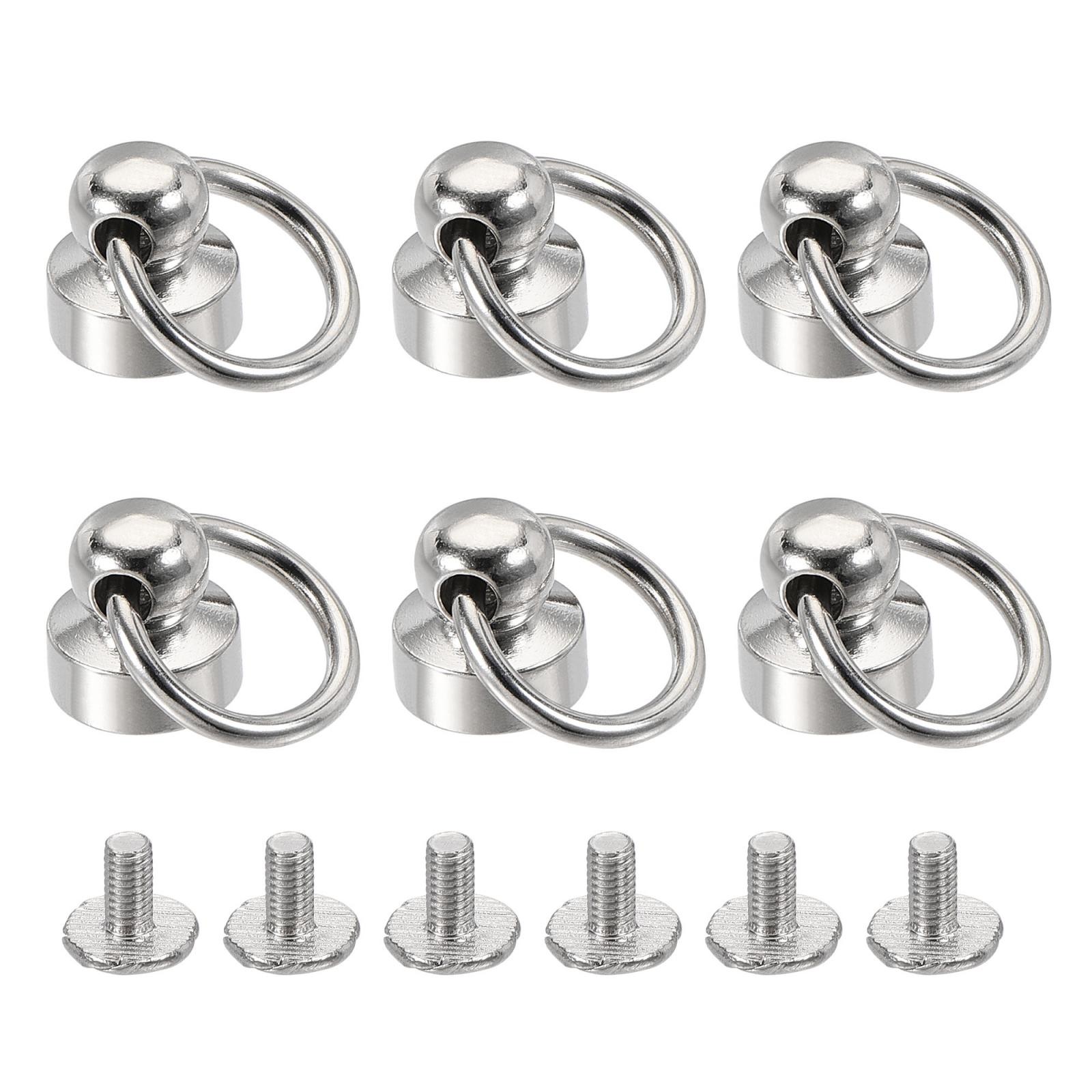 9x9.3mm Tear Ring Rivets Round Studs Head Brass Silver 6pcs