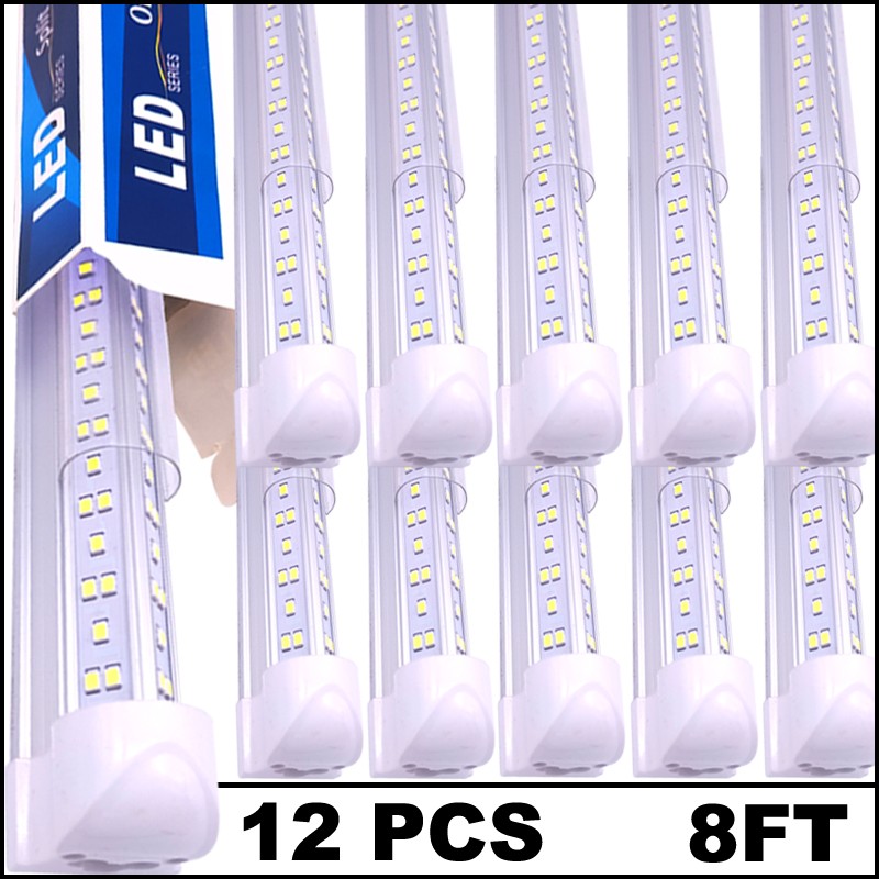 12Pcs 8Foot 144W Integrated Led Light Bulbs T8 8 FT Led Shop Light Fixture 6500K