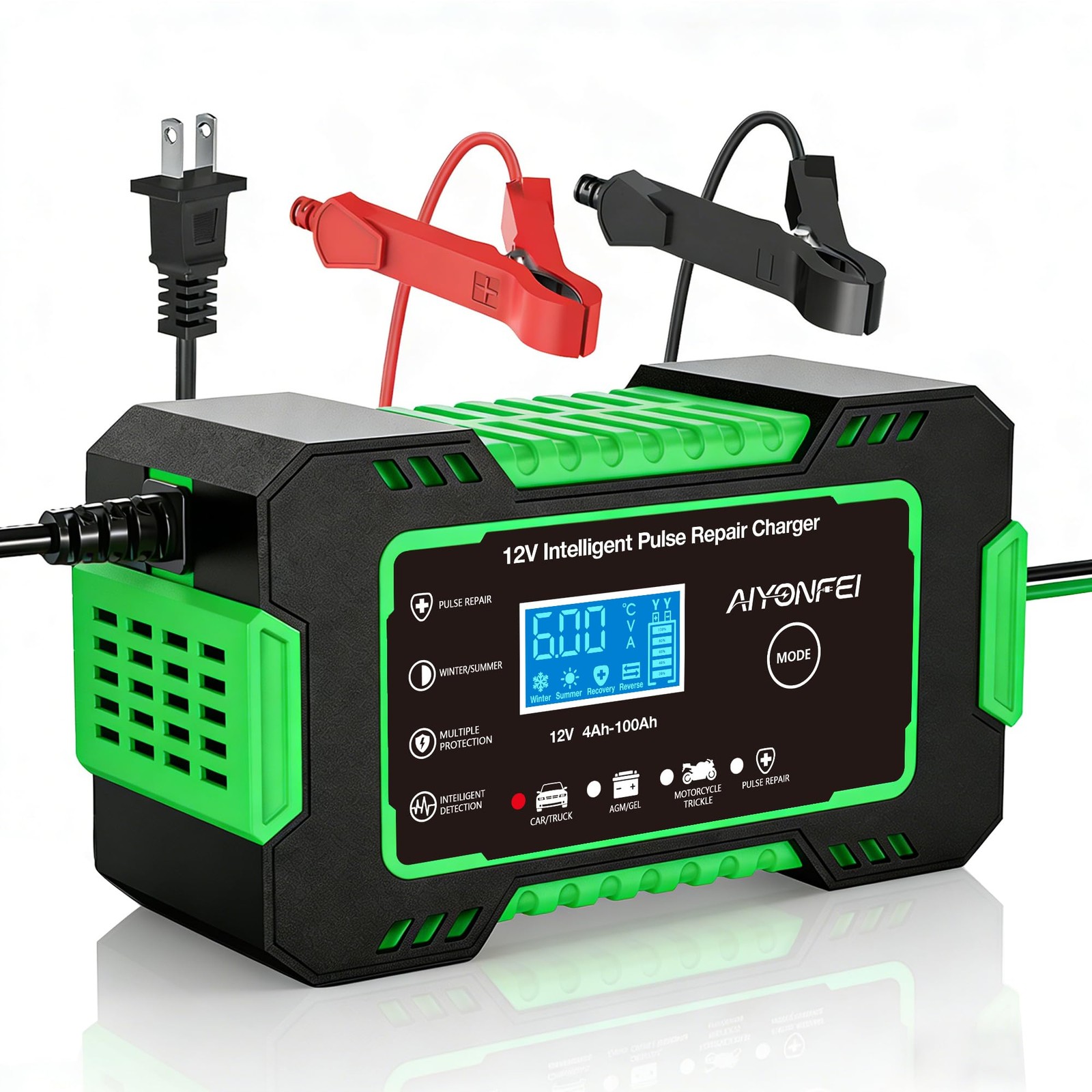 6A Battery Charger 12V Smart Maintainer Trickle and Car GREEN