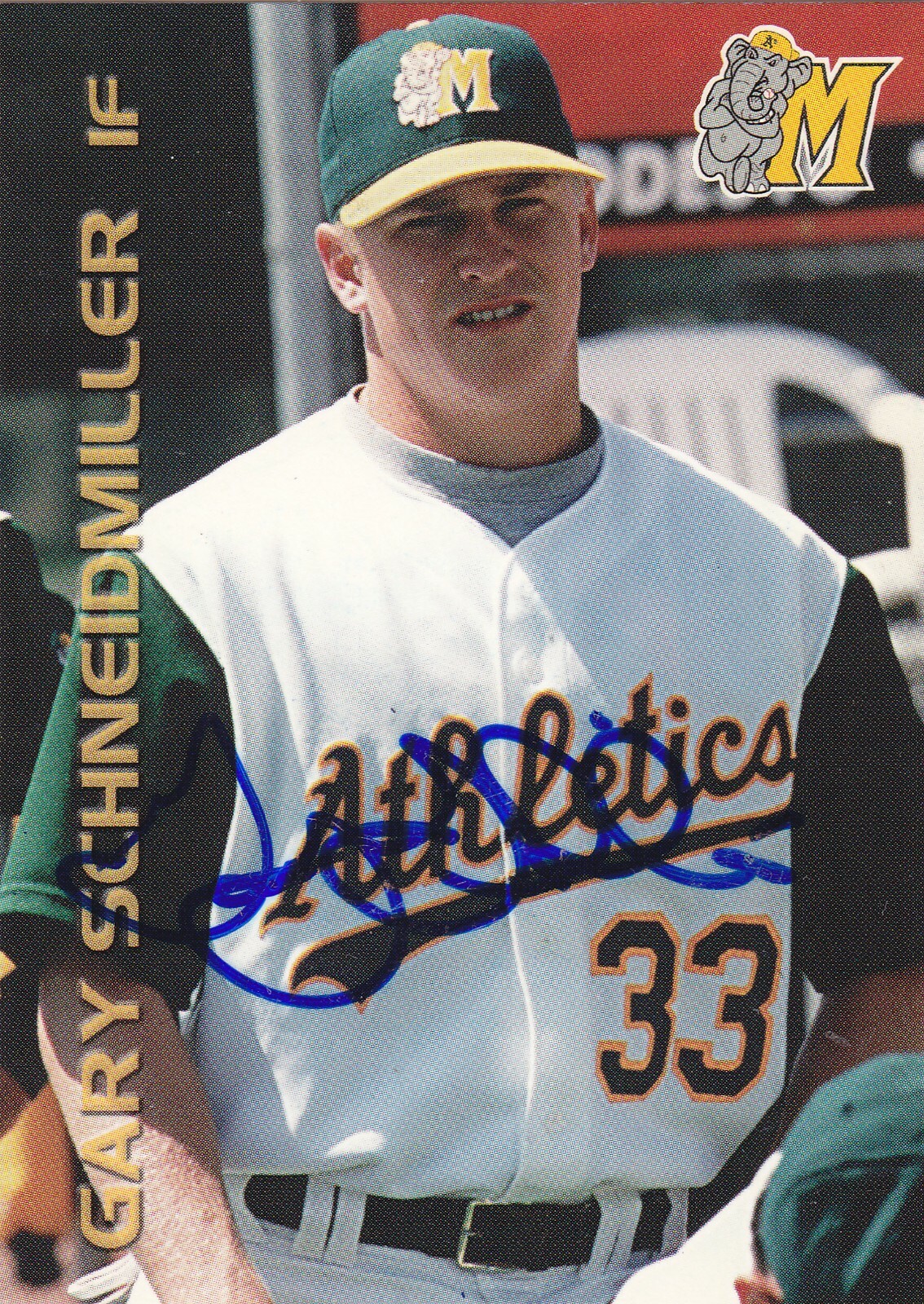 GARY SCHNEIDMILLER MODESTO A'S OAKLAND SIGNED 2000 GRANDSTAND BASEBALL CARD