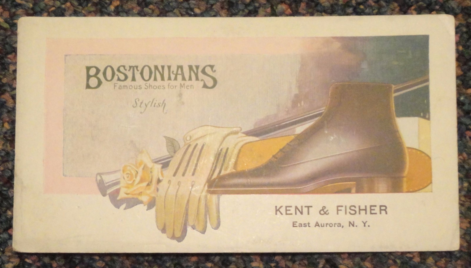 c1920s Bostonians Shoes ad blotter - Kent & Fisher, East Aurora, New York