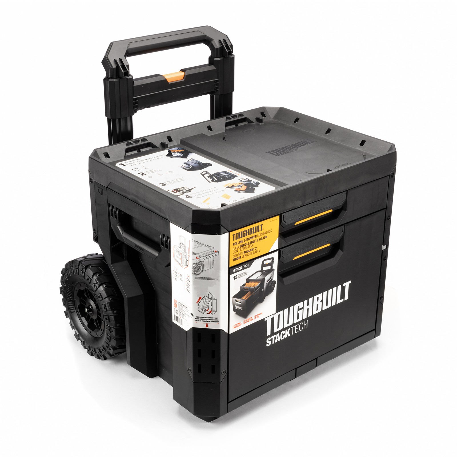 ToughBuilt StackTech 2-Drawer Rolling Locking Box, Tool Storage & Gear Organizer