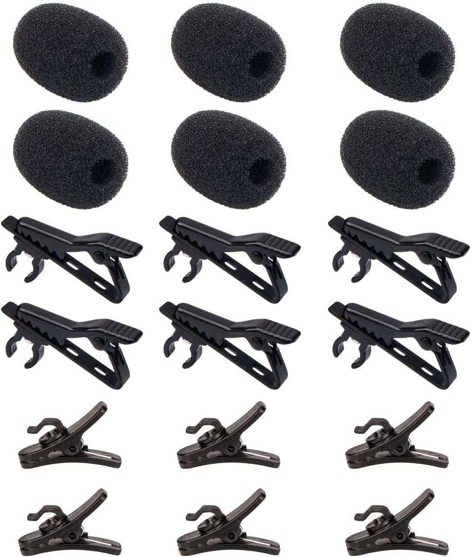 6 Pieces Lavalier Microphone Metal Tie Clips, 6 Lapel 6 Pack, Black