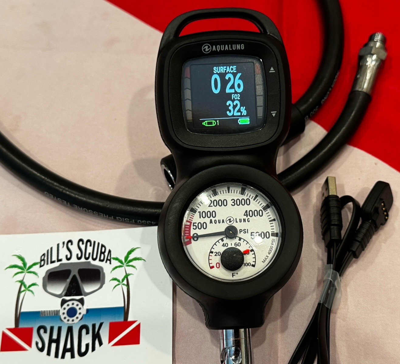 AQUALUNG DIVE COMPUTER I330R-2 WAY COLL DIGITAL SYSTEM WITH QUICK DISCONNECT!