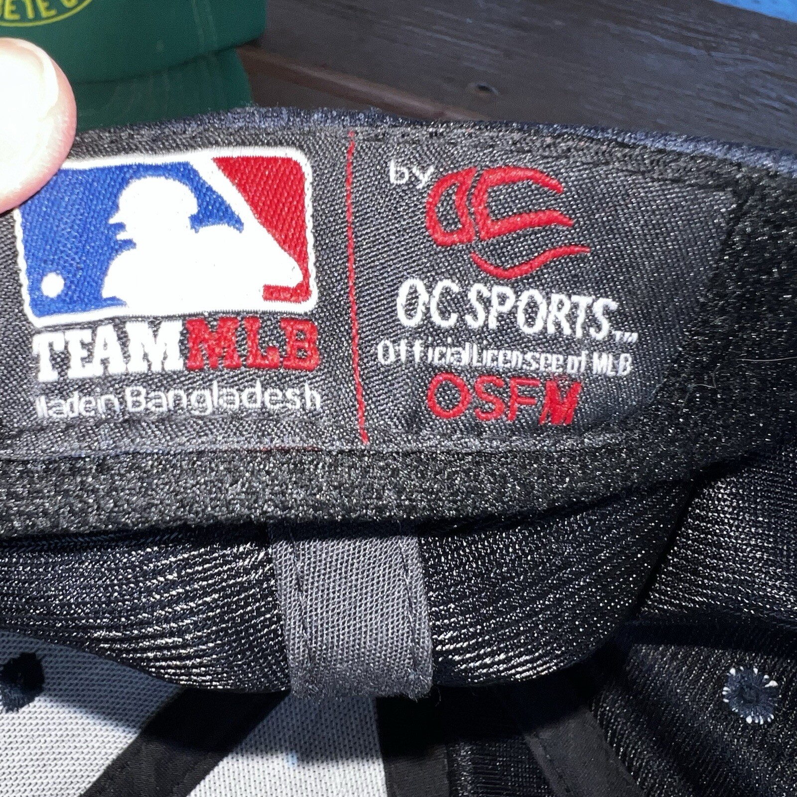 Boston Red B w White Outline on Navy Hat Cap Hook Loop Team MLB OC Sports