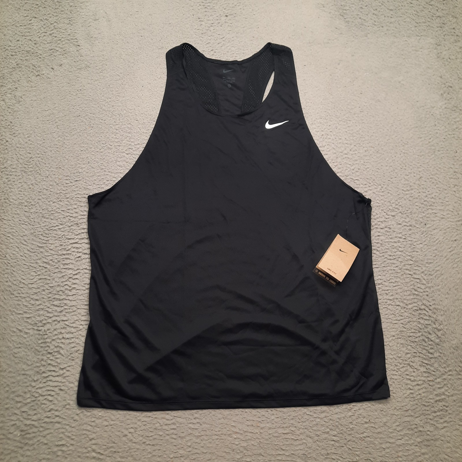 Nike Team Run Singlet Shirt Mens 2XL XXL Black Dri Fit Running Jersey DH8114-012