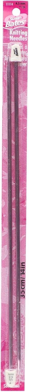 Susan Bates 14-Inch Silvalume Single Point Knitting Needle, 4.5mm, Rose