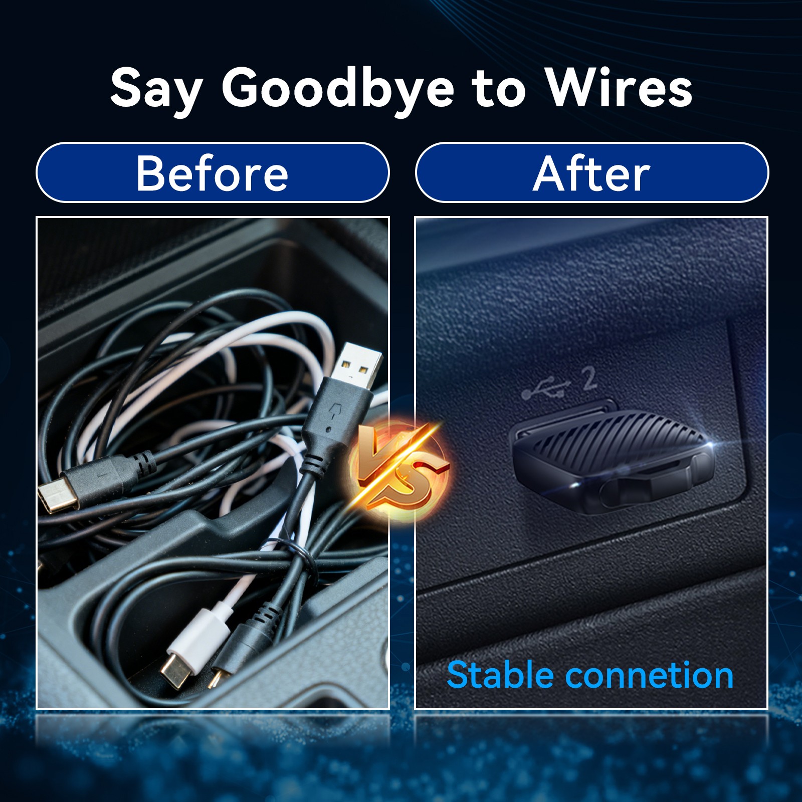 2 In1 Wireless Carplay&Android Auto Adapter Wired To Wireless Carpay