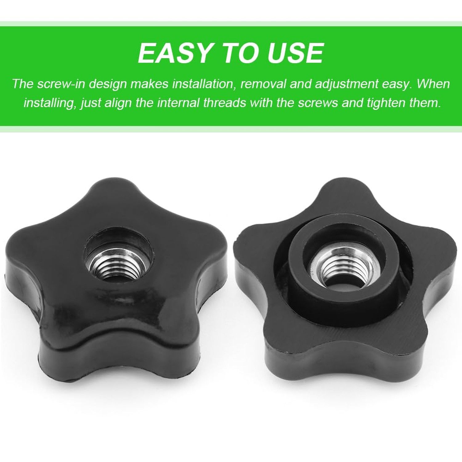 4PCS T-Track Knobs, 3/8 Inch 16 Through-Hole knobs, Five-Star Thru Threaded K...