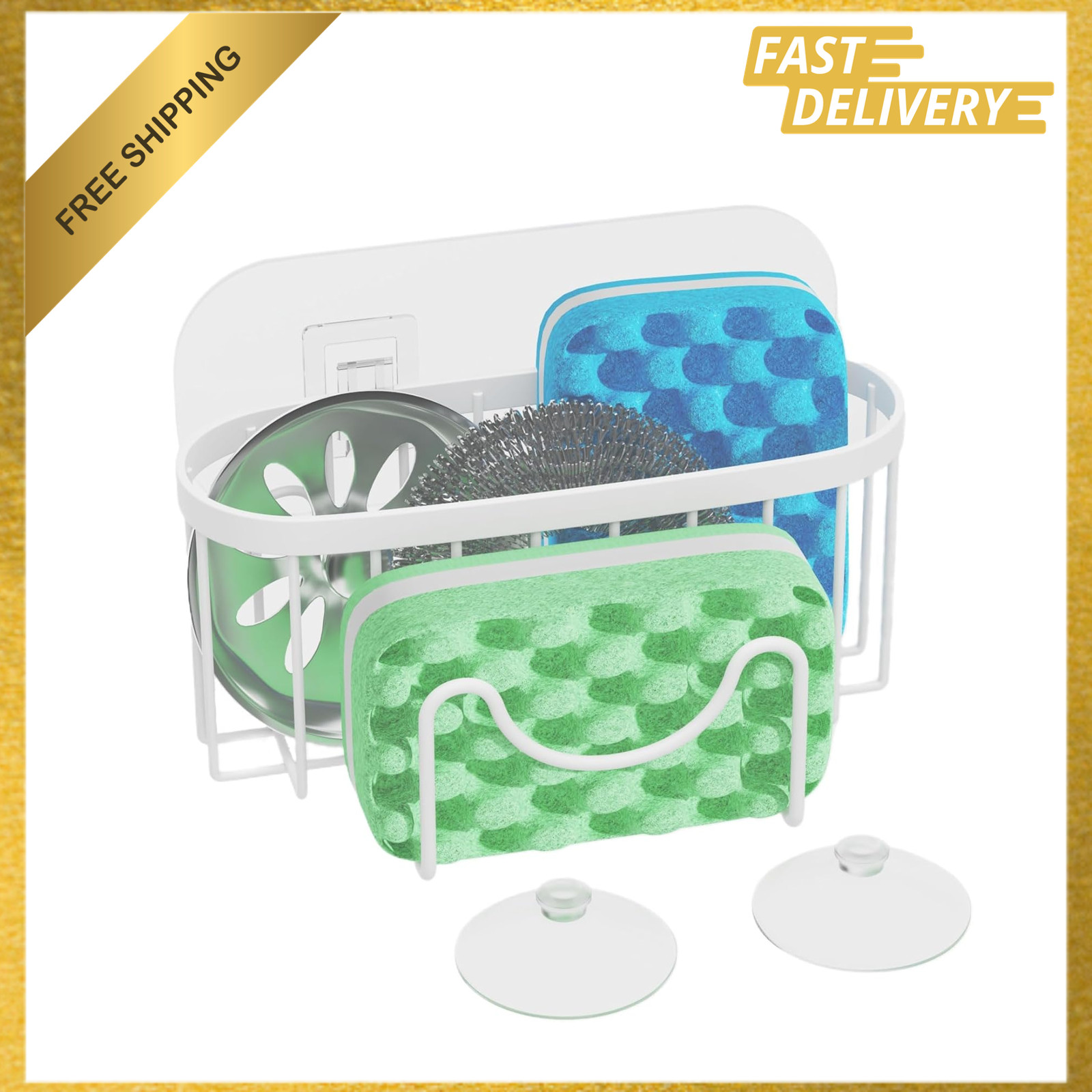 Kitchen Sink Sponge Holder with M-Shaped Design Stainless Steel Rustproof 6.49