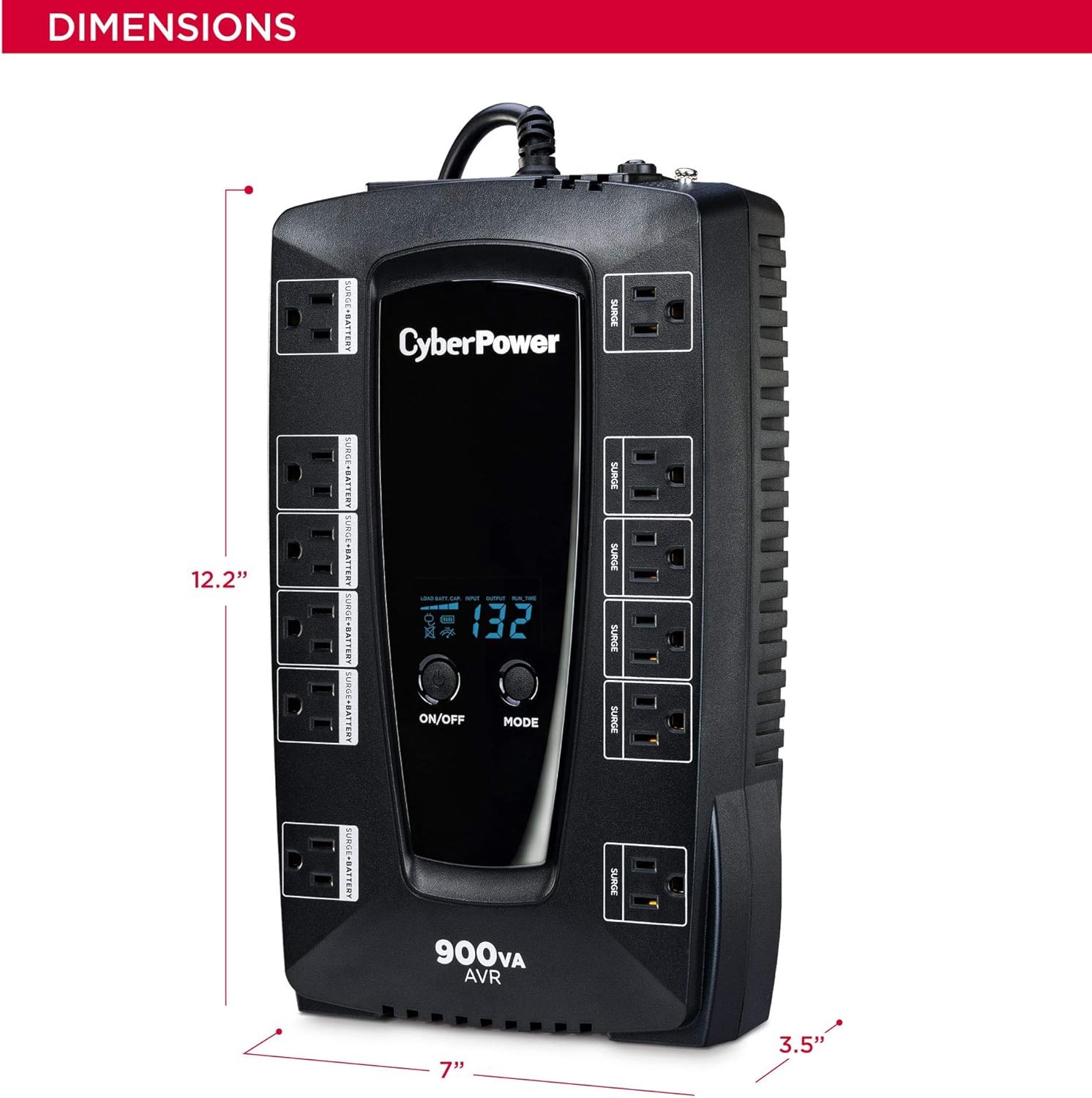 CyberPower AVRG900LCD-R 900VA/480W 12 Outlets UPS System - Certified Refurbished