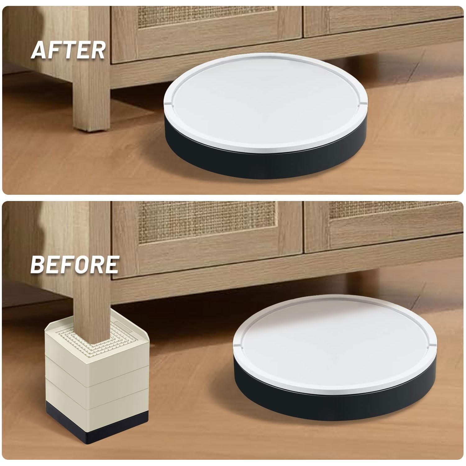 Bed Risers，Heavy Duty 4 Inch Furniture Risers Elevator for Sofa Table and Des...