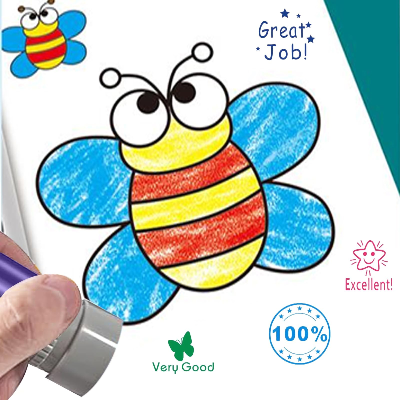 8 PCS Teacher Stamps Set For Classroom Self Inking Rubber Grading Homework