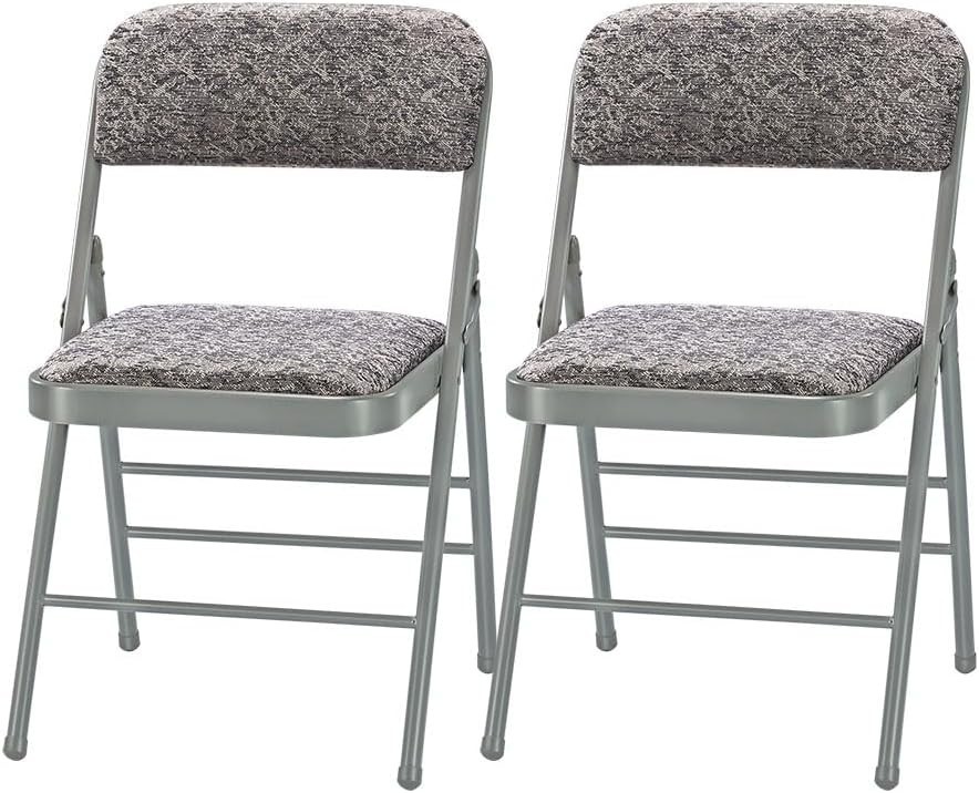 Metal Folding Chairs with Cushion for Party, Wedding, Events, Dinner (Pack of 2)