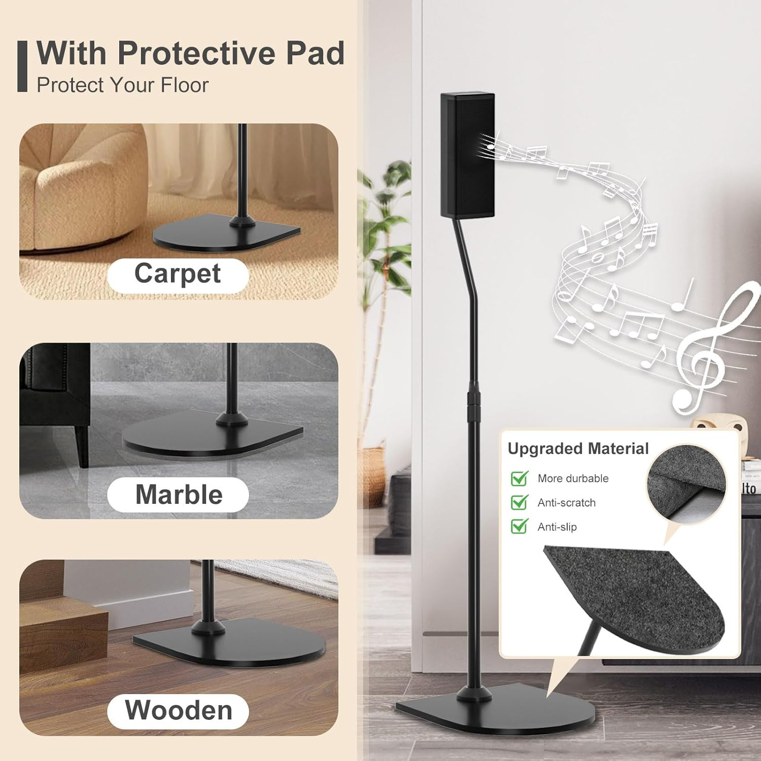 Adjustable Speaker Stand Pair for Bose Built in Cable Management Wr Slideconnect