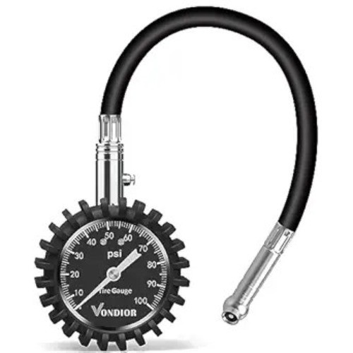 Tire Pressure Gauge (0-100 PSI) Heavy Duty Air Pressure White Tire Gauge w/ Tube