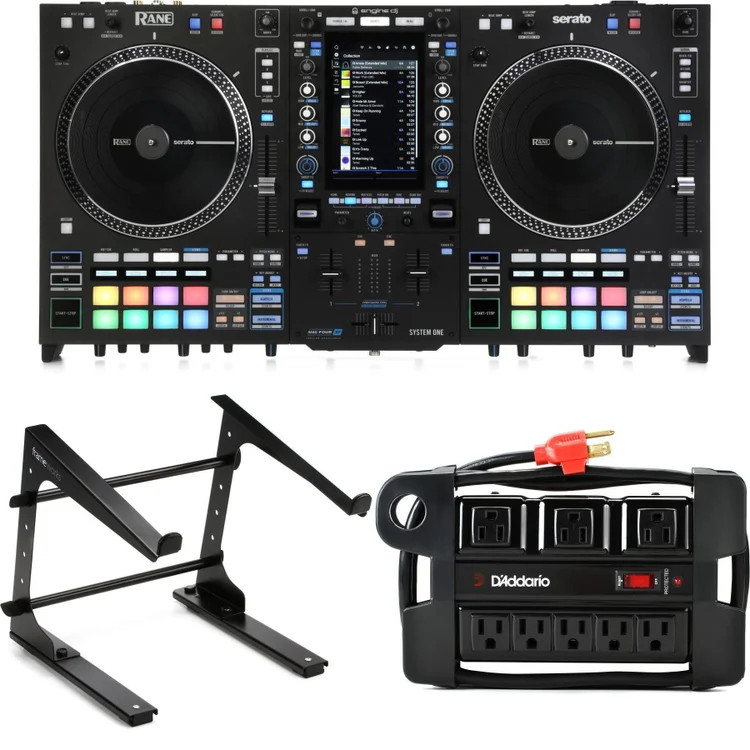 Rane System One All-in-one DJ Controller with Laptop Riser and Power Base