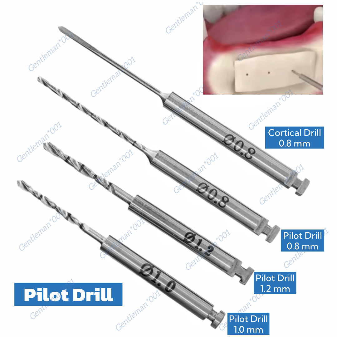 Dental Pilot Tack Drill Bit Implant Drills Cortical Dense Bone Hole 0.8mm Thin