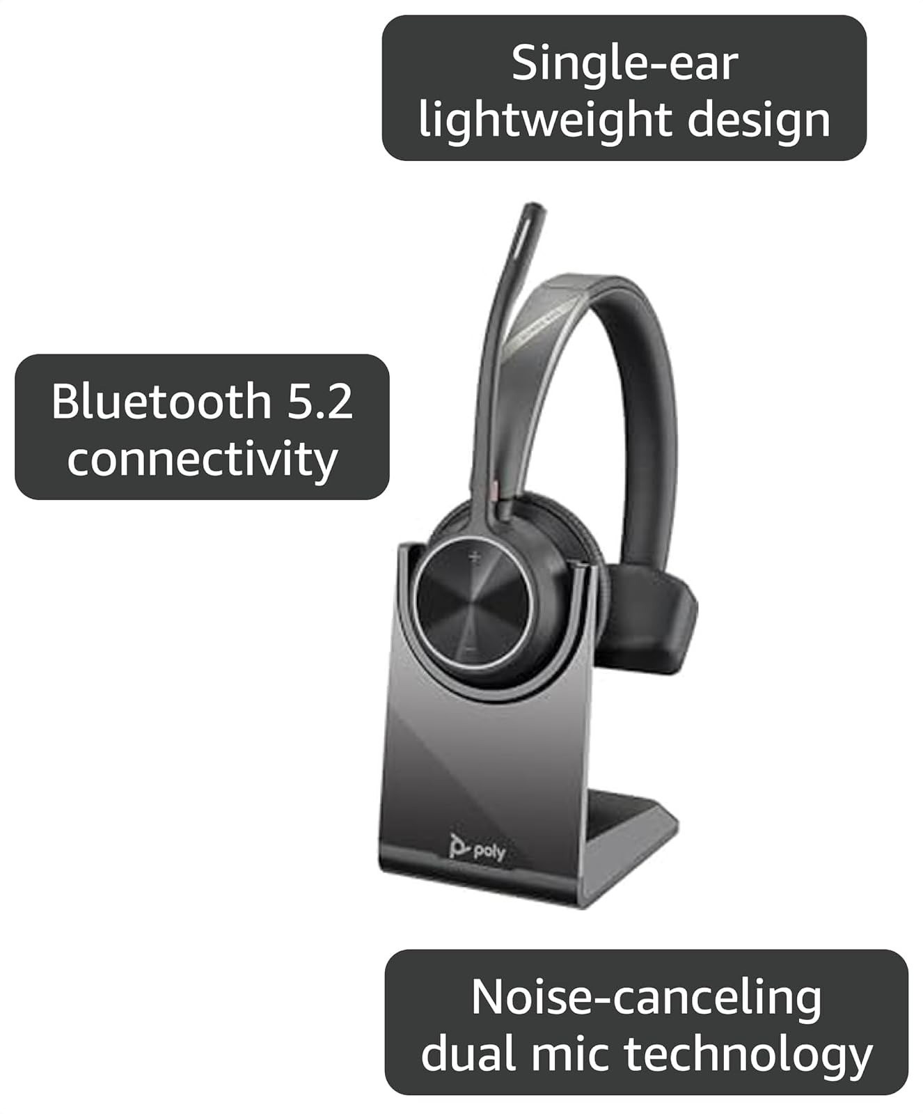 Poly Voyager 4310 UC Wireless Headset with Charge Stand - Bluetooth
