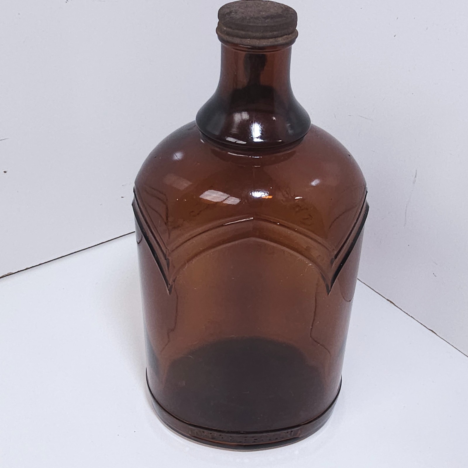 Vintage Christian Brothers California Half Gallon Amber Whiskey Bottle Embossed