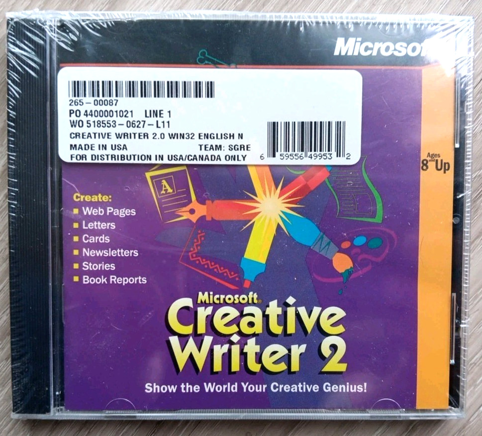 Vintage Microsoft Creative Writer 2.0 CD-ROM 2000