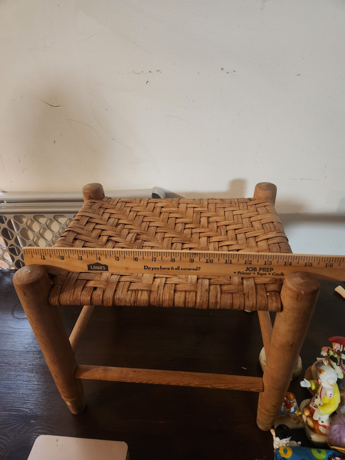 Antique Oak Cane Bottom Foot Stool