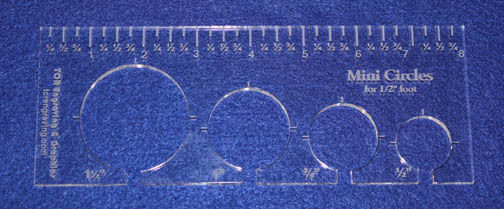 4 Hole Mini-Circle Quilt Template w/Ruler 1/4" Thick -  Long Arm- For 1/2" Foot