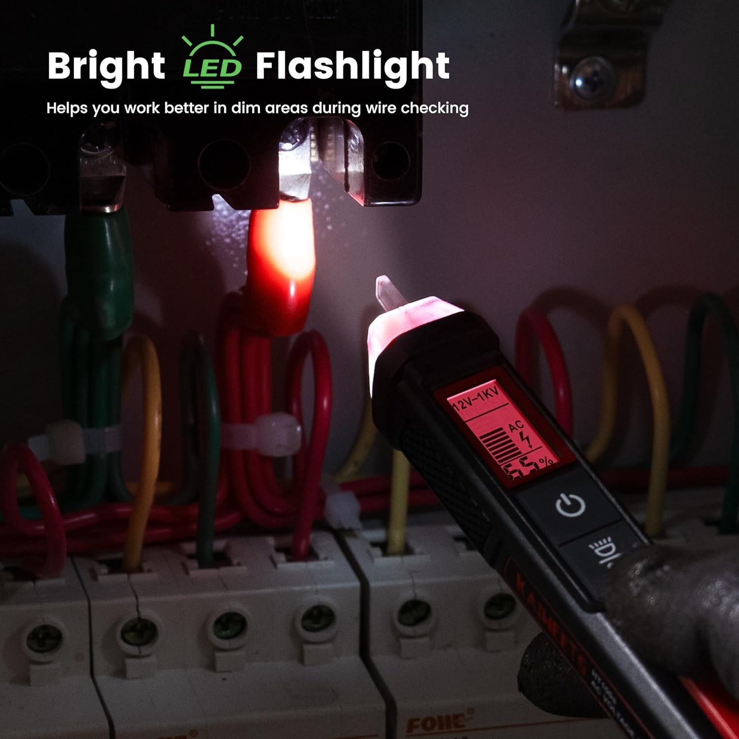 Portable Voltage Tester with Automatic Sensitivity & High Voltage Alerts