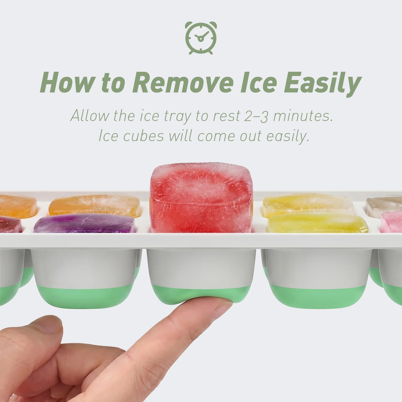 ChefAide Ice Cube Tray with Lid, 4 Pack, Mint+Space Blue 4 Pack