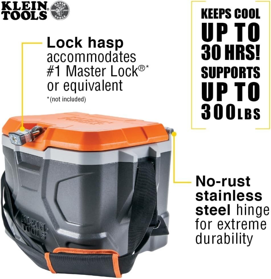 Klein Tools 55600 Work Cooler / Lunch Box, 17-Quart, Seats 300 Lb