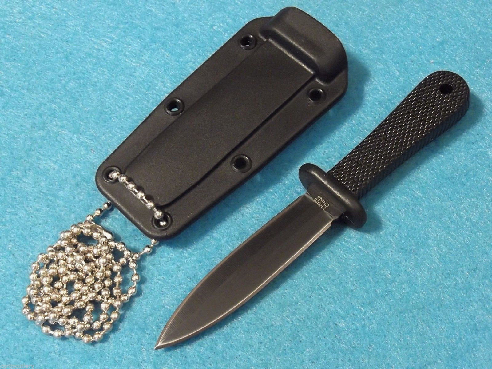 MINI NECK KNIFE 210925 Black double edge dagger fixed blade 5 1/2" overall NEW!