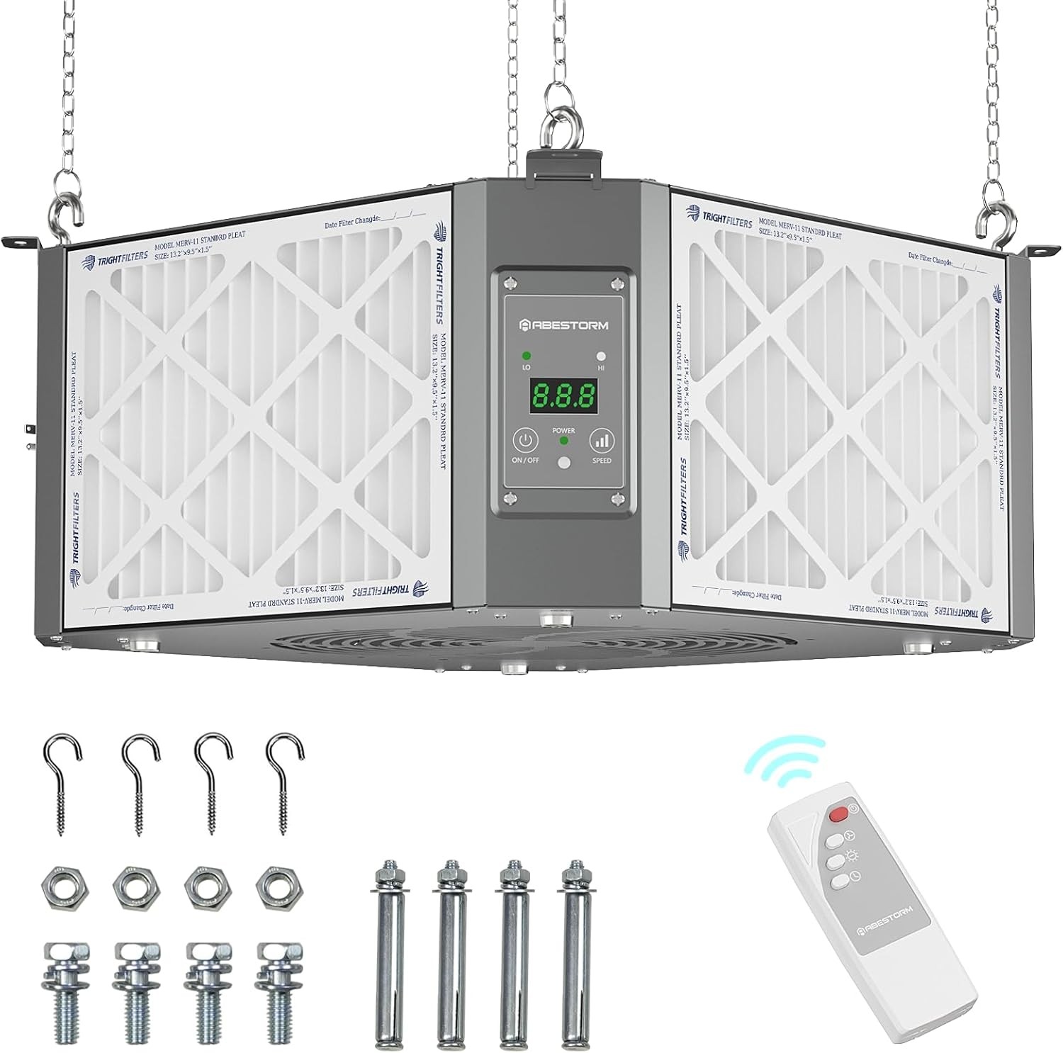 ABESTORM DecDust 1350-Grey Dust Collector Air Filtration System 1350 CFM Hanging