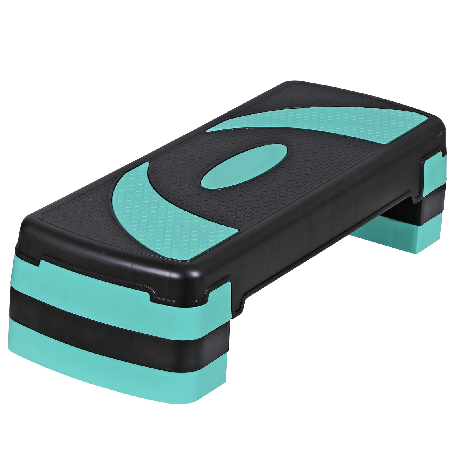 Aerobic Step Platform w/4 Stackable Riser Exercise Step Adjust 4"-6''-8'' Green