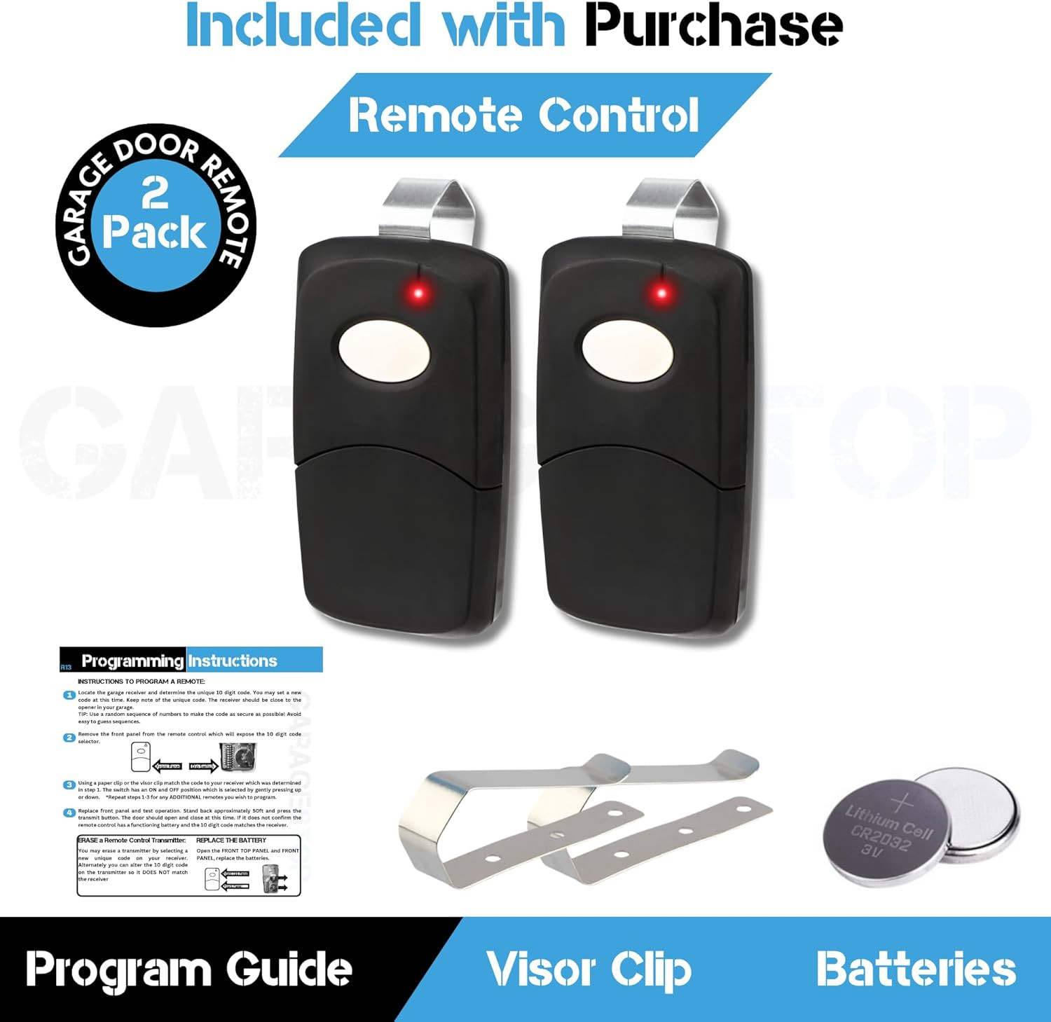 2X Garage Door Opener Remote for Linear Multi-Code 3089 308911 MCS308911, 10 Dip
